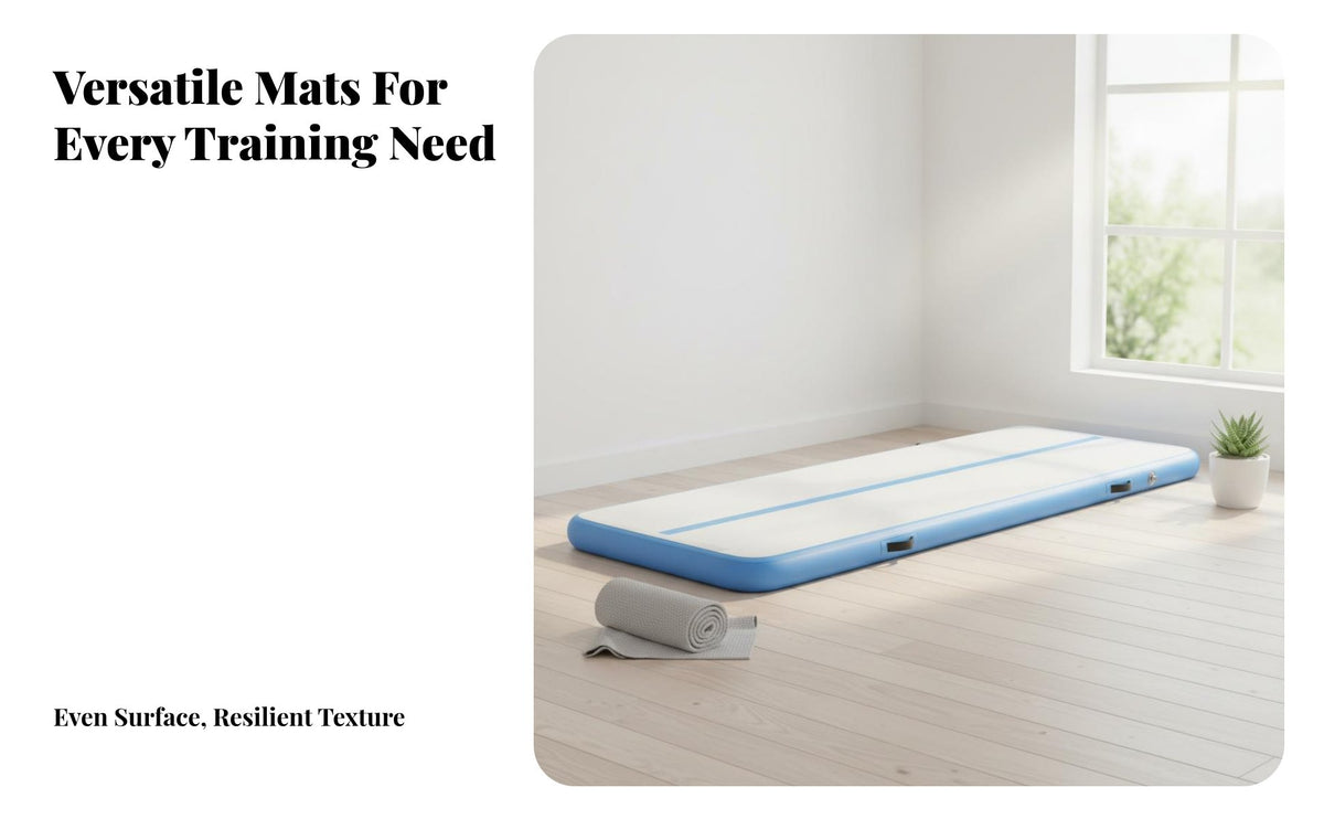 Easy to Inflate/Deflate Inflatable Gymnastics Mat Leak-Proof Air Track Tumbling Mat Portable Inflatable Training Floor Waterproof for Mind-Body Practice Practitioners, Cheerleaders, Home, School, Outdoor, Beach
