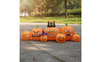 Outdoor Inflatable Pumpkin Row with Black Cat Giant Inflatable Pumpkin with Black Cat Fun Whimsical for Lawn