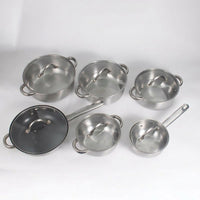 Frying Pan and Saucepan Set for Induction Hob, Stainless Steel Pots and Pans Set with Glass Lids, Wedding Gift, Essential New Home Gift