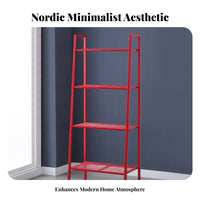 Minimalist Design 4-Tier Ladder Shelf Freestanding 4-Tier Ladder Bookshelf Multifunctional Plant Stand Multi-Purpose for Decor Enthusiasts, Apartment Dwellers, Balcony, Living Room, Bedroom, Bathroom