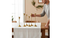 Retro Design Brass Taper Candle Holder Romantic Atmosphere Single Stem Candlestick Easy Assembly Vintage Aesthetic Candle Stand for Christmas, Wedding, Dinner Party
