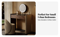 Modern Design Vanity Set with Lighted Mirror Minimalist and design Dressing Table Ample Storage Space Makeup Desk Includes Matching Stool for grooming aficionados, Apartment Residents, Teenage &young women, Small Living areas