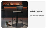 Nordic Design Upholstered High-Back Stool With Backrest Counter Chair Modern Design Home Furniture Elegant Aesthetic for Homeowners, Bar Owners, Adults, Cafe, Restaurant, Reception Area, Kitchen Island