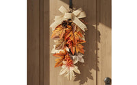 Fall Foliage Leaf Hanger Pinecone Detail Thanksgiving Door Decoration Rustic Style Burlap Leaf Hanging Sign for Home Entryway, Wall Display