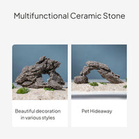 Turtle Basking Perch Water Permeable Reptile Basking Rock elevated Temperature Fired Ceramic Rock Cave for Turtles, Reptiles