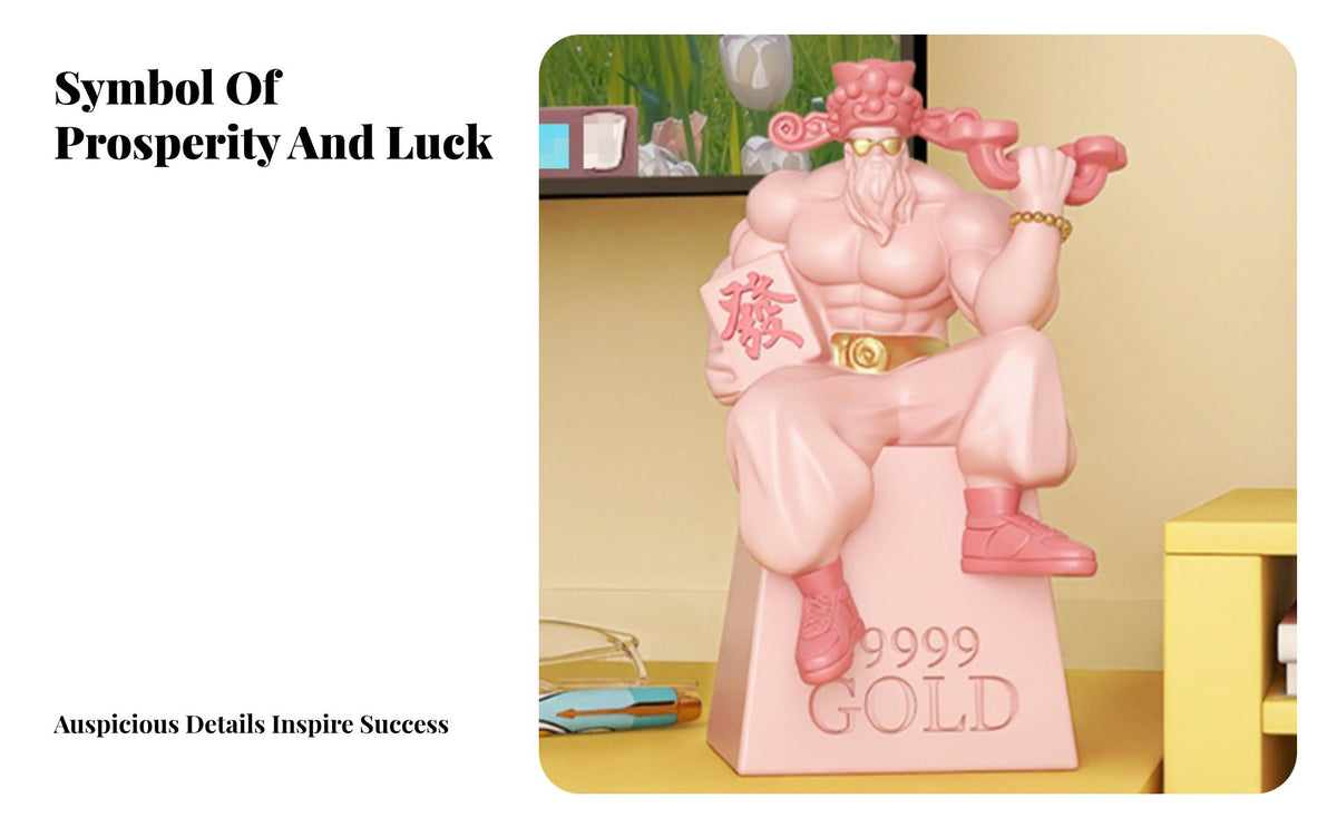 Creative Gift Muscular God of Wealth Figurine Humorous Design Bodybuilder Wealth Deity Statue Handmade for Friends, Office, Desktop