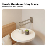 Foldable Design Floating Nightstand Space-Saving Articulating Arm Tray Multifunctional Wall-Mounted Furniture Easy Installation for Apartment Dwellers, Homeowners, Bedroom, Small Areas, Living Room, Bay Window