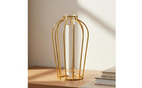 Nordic Design Gold Iron Art Vase Minimalist Design Metal Frame Vase Easy to Clean Wire Frame Flower Holder Artisan-Made for Office