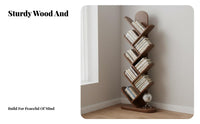 Floor Standing Tree Branch Bookshelf Unrestrictedstanding Bookcase Asymmetrical Shelves Storage Furniture Space-Saving for Book Lovers, Home Decorators, Apartment Dwellers, Living Room, Corner, Small Areas, Bedroom
