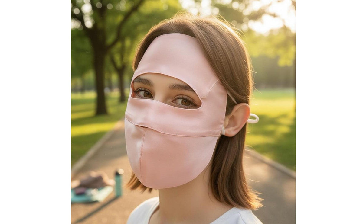Silk Face Cover Wicking-Wicking Protection Face Covering Ergonomic Fit Breathable Sun Cover for Biking, Driving, Travel