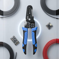 Serrated Gripping Surfaces Plier-Style Wire Stripper Measuring Markings Coil-Return-Loaded Wire Stripper Compact Hand Tool Non-Slip Handle for Electrical Work