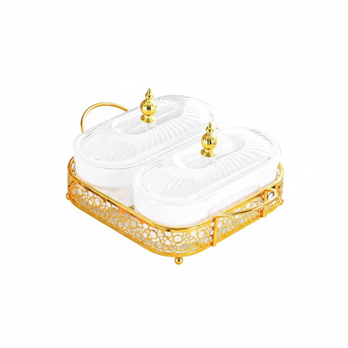 Light Luxury Design Lidded Candy and Nut Serving Platter Compartmentalized Divided Serving Tray with Lids Removable Containers Lidded Candy and Nut Dish Easy to Clean for Hosts, Parties, Holidays, Living Room