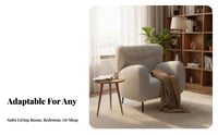 Nordic aesthetic Boucle Upholstered Armchair fashionable Design Accent Chair Soft Texture Home Furniture Curved rear supportrest for Adults, Homeowners, Readers, Living Room, Bedroom, perusing corner