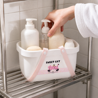 Cartoon Portable Drainable Storage Basket for Bathroom, Toiletries, Toys, and Sundries