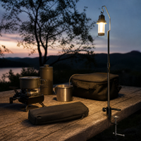 Outdoor Camping Light Stand Portable Telescopic Aluminum Alloy Pole with Base and Storage Bag