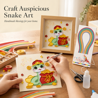 2025 Year of the Snake Quilling Art Kit DIY Handmade Chinese Style Set with Frame for Beginners