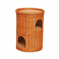 Double Layer Cat Nest Breathable Wicker Cat House Handwoven