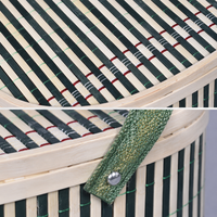 Bamboo Basket Storage Box, With Lid, Oval, Hand-woven, Basket Storage, Living Room, Before Guests Arrive