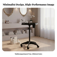 Salon Utility Tray on Casters 360 Degree Rotation Adjustable Rolling Tray Stable Base Utility Trolley for Barbers, Beauticians, Barbershop