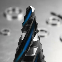 High Speed Steel Step Drill Bit Set 4-Flute Design Pagoda Drill Bit Set Storage Case Included Power Tool Accessory for Metalworkers