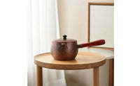 Copper Teapot with Wooden Handle Hammered Copper Teapot Long Pot for Collectors, Home Kitchen
