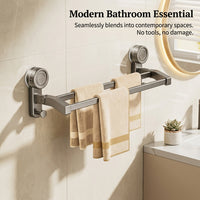 Sink Metal Towel Bar, Rotating Wall Mount Rack for Small Space Students, Damage Suction Cup Installation for Bathroom, Drying Storage Solution