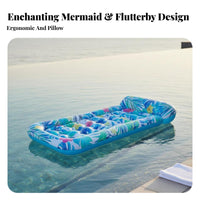 Thickened PVC Material Mermaid Glitter Pool Inflatable Lounger Lightweight and Portable Sequin Inflatable Lounger Ing Mattress Easy To