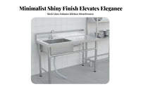 Standing Stainless Steel Sink Heavy Duty Commercial Kitchen Sink with Stand Rust Resistant Stainless Steel Wash Basin with Shelf for Garage, Garden