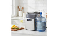 Compact Countertop Ice Maker Stainless Steel Portable Ice Maker Fast Appliance Efficient for Home Kitchen, Dorm Room, Bar, Drink Shop