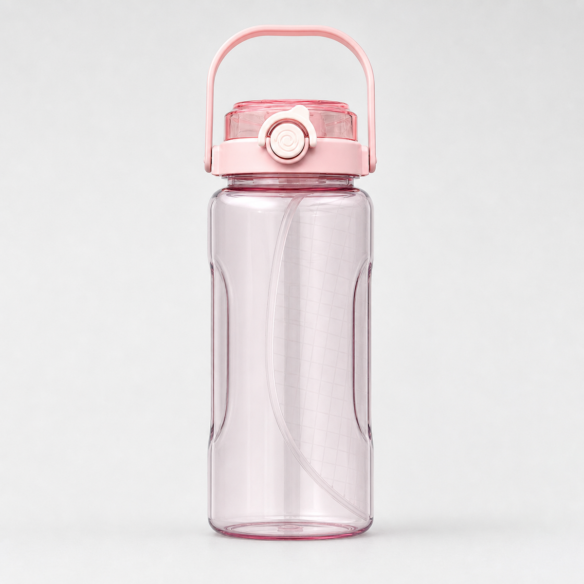Large Capacity Sports Water Bottle with Dual Drinking Spouts, Straw, Handle, and Measurement Scale