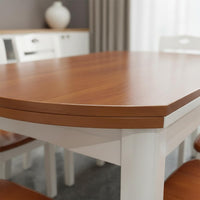 Space Saving Solid Wood Dining Set Convertible Round Dining Table for Living Room