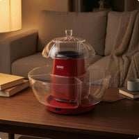 Red Body Popcorn Appliance with Bowls Transparent Lid Electric Popcorn Appliance 1200W Kitchen Appliance European Plug