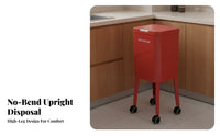 Press-Open Lid Tall Trash Bin Swivel Casters Rectangular Trash Bin Glossy Finish for Kitchen, Home