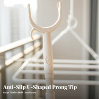 Telescopic Design Clothes grabber Pole Adjustable Length Extendable Garment grabber grabbered end Laundry Tool Extended Range for Dormitory Residents, homeowners, People with restricted Mobility, Balcony, Dorm Room, outdoorsdoors, Closet