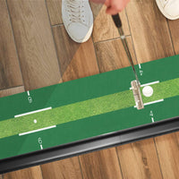 Textured Golf Putting Mat with Ball Return Realistic Putting Mat with Ball Return Portable Indoor Golf Practice Aid with Alignment Lines Long-Lasting for Beginners