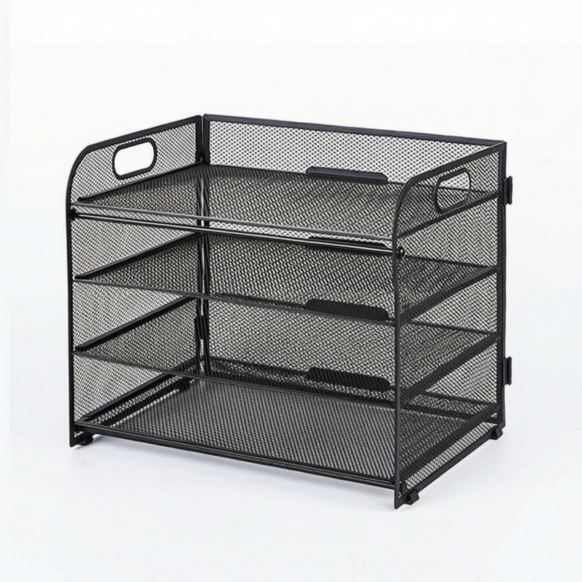 Mesh Letter Tray with Four Tiers Foldable Desktop File Organizer A4 Document Holder Sturdy Paper Sorter Clutterunobstructed