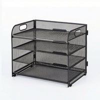 Mesh Letter Tray with Four Tiers Foldable Desktop File Organizer A4 Document Holder Sturdy Paper Sorter Clutterunobstructed