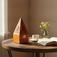 Aromatic Burner with Drawer Wooden Censer Hollow-out for Home Decor