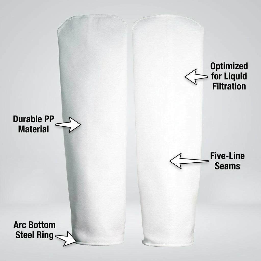 PP Bag 180x810mm 300 Mesh NMO Industrial Liquid Filtration, Water Treatment Technician Needs, Solvent Resistant, High Temperature Resistance