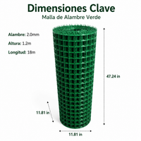 Welded Metal Mesh, Plastic-Coated Steel Wire Roll, 18m x 3cm, for Fences and Gardens
