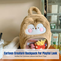 Cute Chipmunk Backpack, Plush Lightweight Shoulder Bag, Cartoon Design, Travel, Girls, Versatile