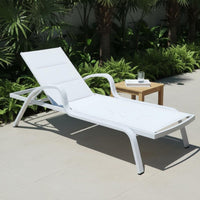 Weather Resistant Poolside Chaise Lounge Breathable Mesh Material Outdoor Chaise Lounge Easy to Clean Adjustable Patio Lounger Low Maintenance for Beach, Garden, Backyard