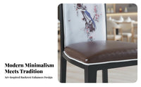 New Chinese Design Upholstered High-Back Chair Padded Cushion Dining Seat Tufted Backrest Indoor Furnishing Elegant Design for Restaurant Owners, Interior Designers, Banquet Hall, Reception Area, Living Room, Bedroom