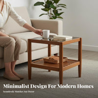 Space-Saving Design Two-Tier Glass Surface Table Mortise and Tenon Joinery Nightstand Stable Structure Household Furniture Slim Profile for Homeowners, Apartment Dwellers, Students, Living Room, Bedroom, Small Areas, Office