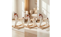 Anti-Tip Wooden Rocking Horse Natural Rocking Horse Safe Mountable Toy Balanced for Playroom