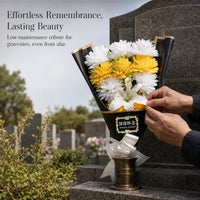 Artificial Chrysanthemum and Lily Bouquet for Tombstone Decoration