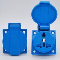 Waterproof Socket with Cover IP44 Universal Socket Outlet with Cover Outdoor Splash-Resistant for Electricians, Garden