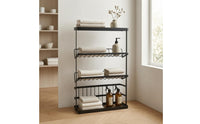 Floor Standing Rack with Slanted Shelves Rust-Resistant 3-Tier Storage Rack Compact Shelving Unit for Washroom