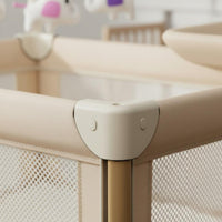 Instant-Fold Fold Multifunctional Baby Crib Rocking Function Infant Bed Adjustable Height Playpen Machine Washable Material for New Parents