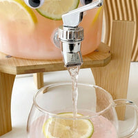 2300ml Glass Cold Drink Dispenser with Wooden Stand, Hammered Texture Glass Water Pitcher, High Temperature Resistant Cold Water Pitcher for Tea